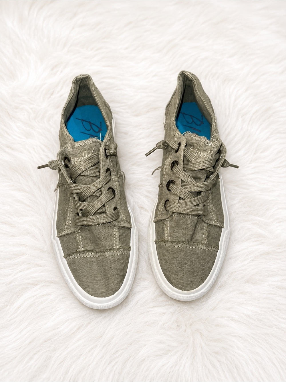 Olive Canvas Low-Top Sneakers - Casual Women's Shoes - Picture 3 of 6